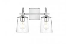 Elegant LD7313W14CH - Avani 2 light Chrome and Clear Bath Sconce