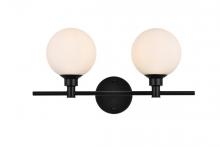 Elegant LD7317W19BLK - Cordelia 2 light Black and frosted white Bath Sconce