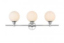 Elegant LD7317W28CH - Cordelia 3 light Chrome and frosted white Bath Sconce