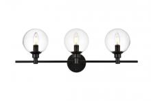  LD7318W28BLK - Jaelynn 3 Light Black and Clear Bath Sconce