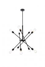  LD8003D28BLA - Axel 10 Lights Black Pendant with Hanging Rod