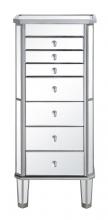 Elegant MF6-1003SC - 7 Drawer Jewelry Armoire 18 in. x 12 in. x 41 in. in silver Clear