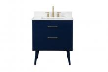 Elegant VF41030MBL-BS - 30 Inch Bathroom Vanity in Blue with Backsplash