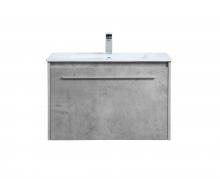 Elegant VF45030CG - 30 inch  Single Bathroom Floating Vanity in Concrete Grey