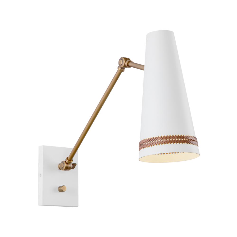 Brickell 5-in Matte White/Hazelnut Leather 1 Light Wall/Vanity