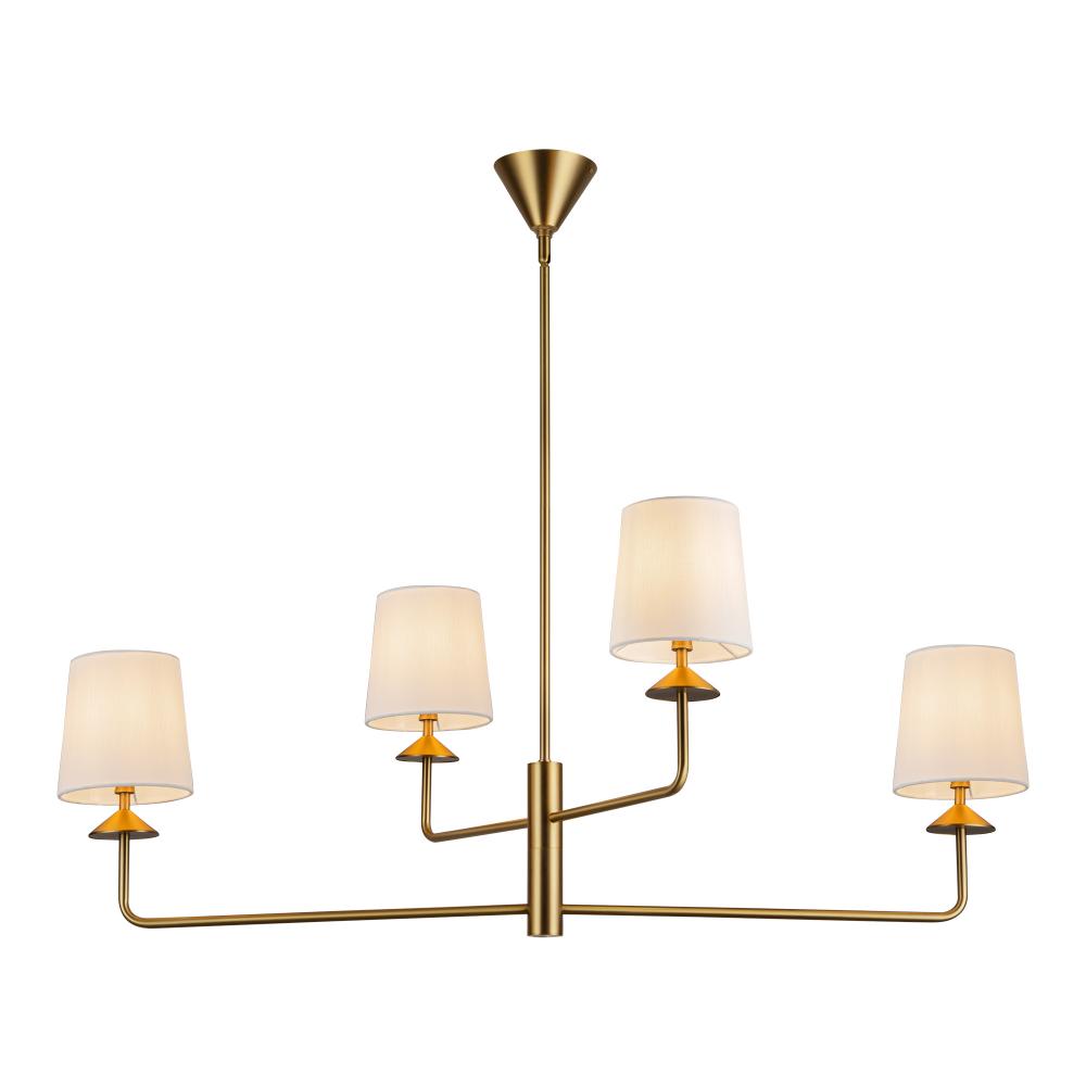 Bridgette 45-in Brushed Gold/White Linen Socket Chandelier