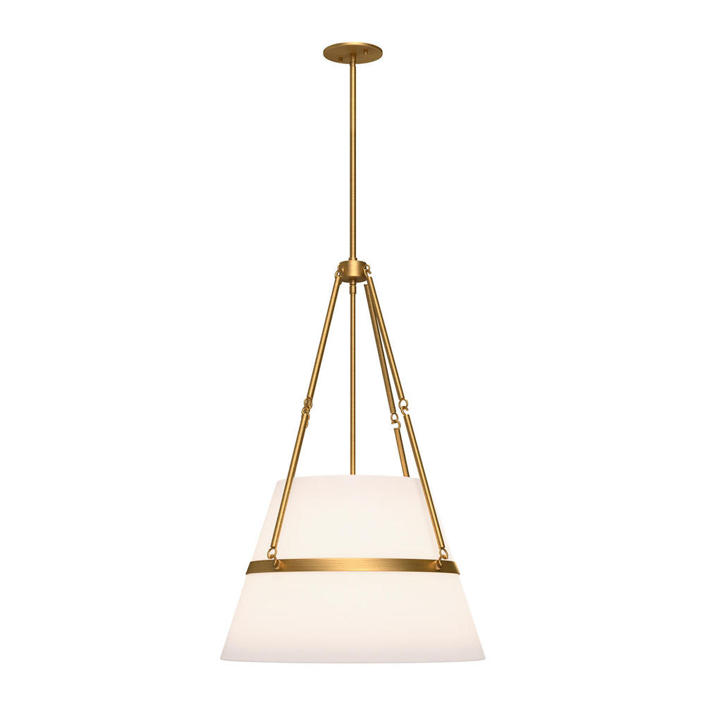 Oliver 18-in Aged Gold/White Linen 1 Light Pendant