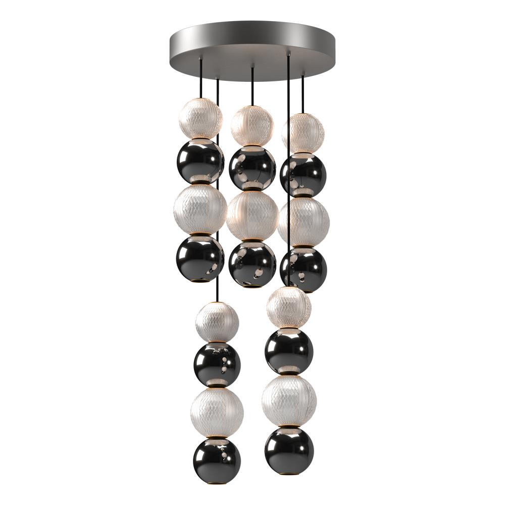 Onyx 5 Head Polished Nickel LED Multi Pendant