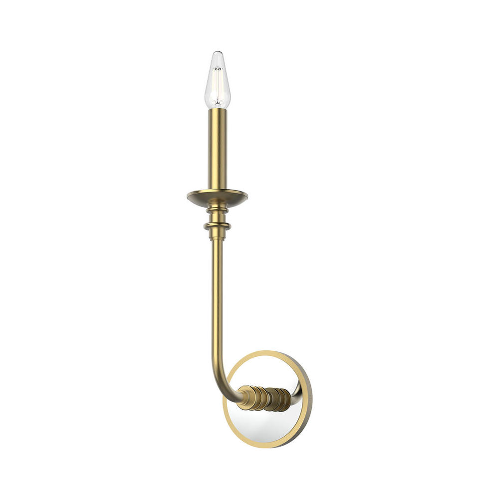 PEABODY 1 LIGHT WALL VANITY VINTAGE BRASS