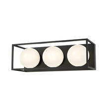  VL519319MBOP - Amelia 19-in Matte Black/Opal Matte Glass 3 Lights Vanity