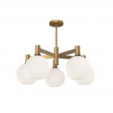  CH506129AGOP - Castilla 29-in Aged Gold/Opal Matte Glass 5 Lights Chandeliers