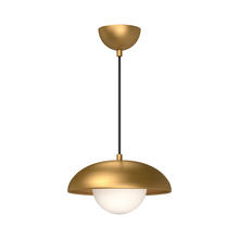  PD522011AGOP - Rubio 11-in Aged Gold/Opal Matte Glass 1 Light Pendant