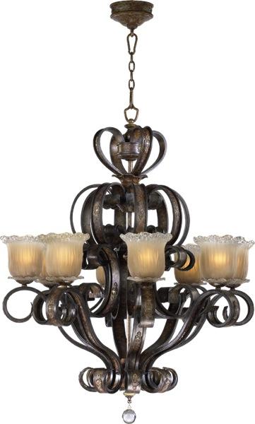 Eight Light Burnt Ochre Up Chandelier