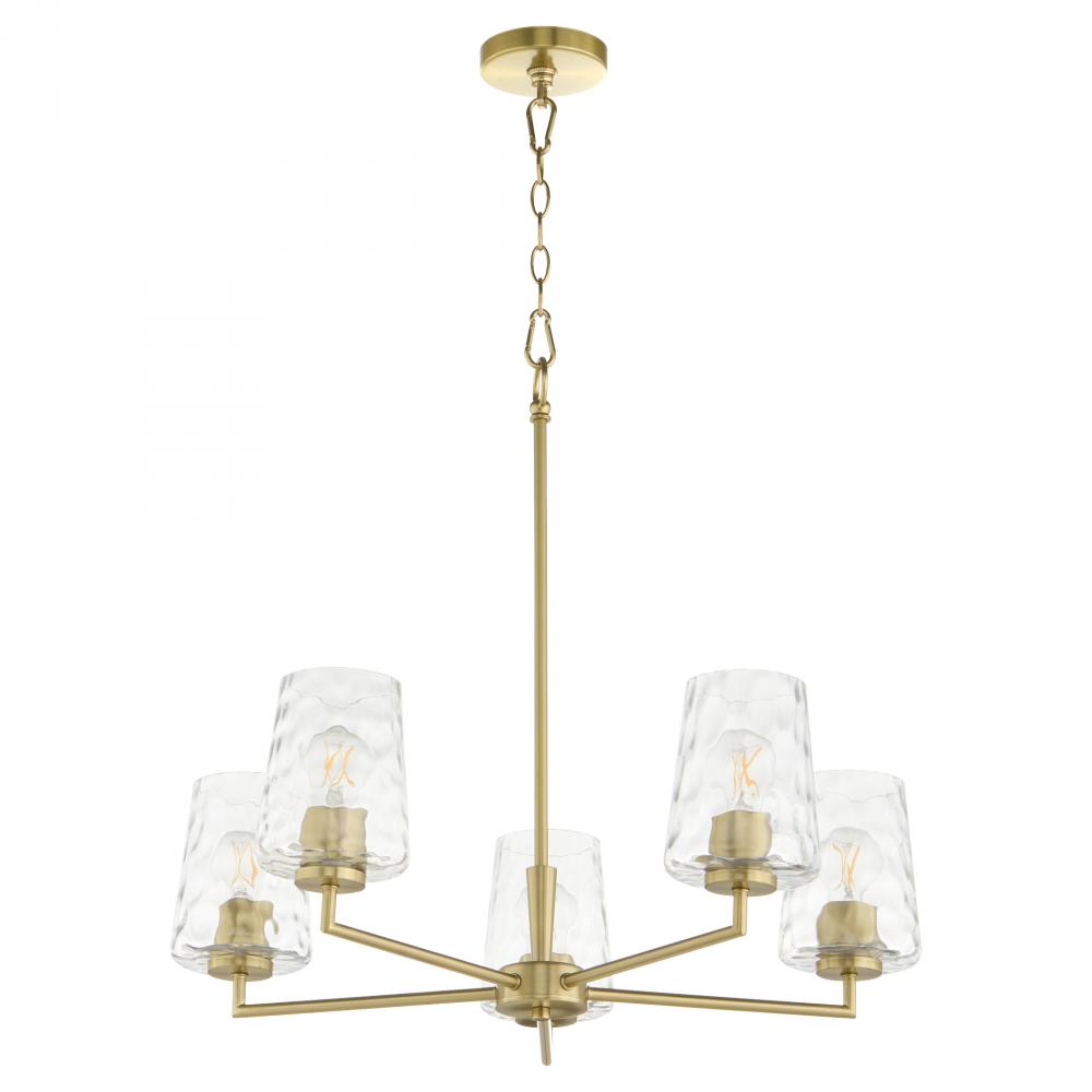 Goodwin 5 Light Chandelier, Aged Brass