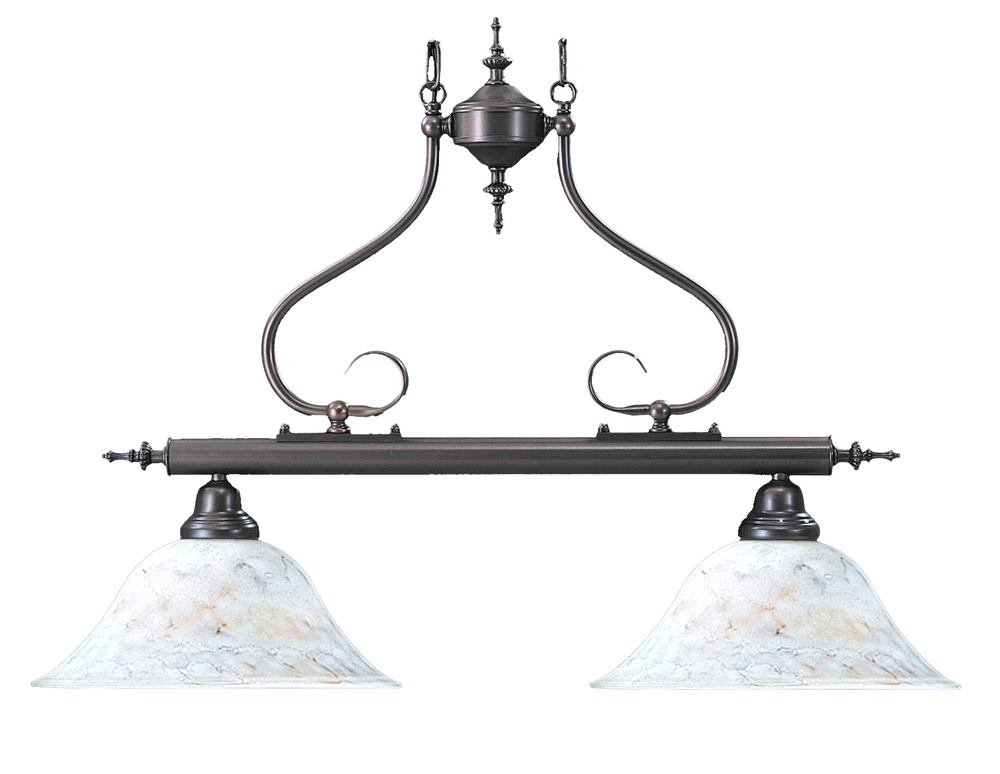 2-Light Satin Pewter Black Forest Island Chandelier