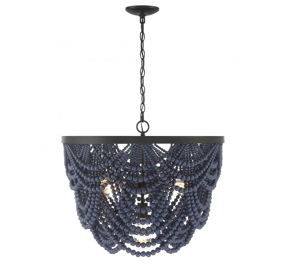 5 LT Chandelier in Navy Blue with Oil Rubbed Bronze *M22