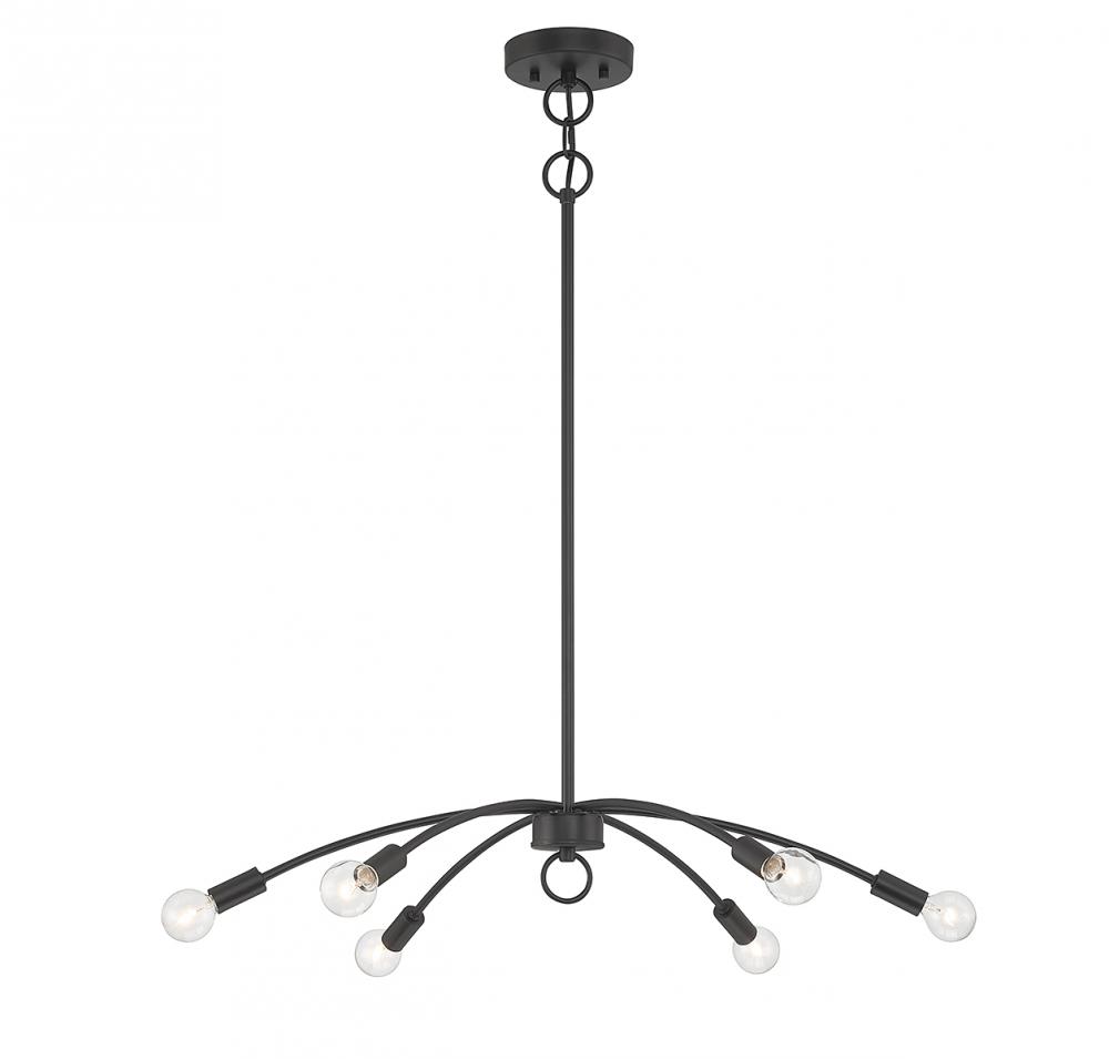 6-Light Chandelier in Matte Black