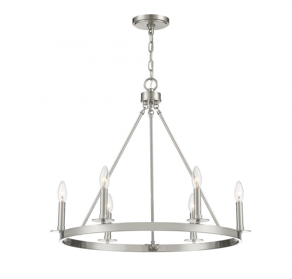 6-Light Chandelier in Brushed Nickel