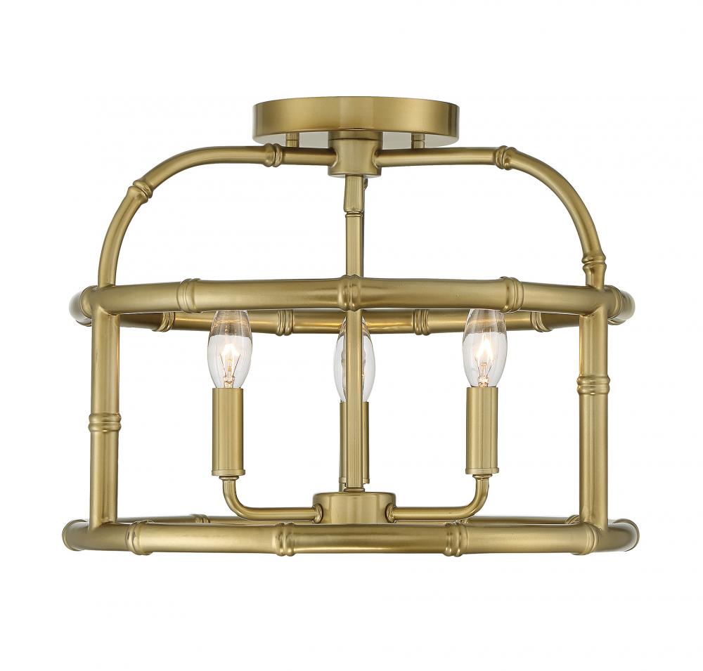 3-Light Ceiling Light in Burnished Brass