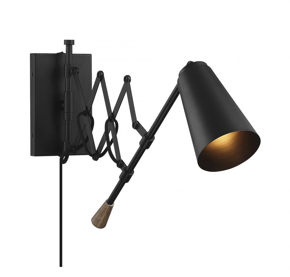 1-Light Adjustable Wall Sconce in Matte Black