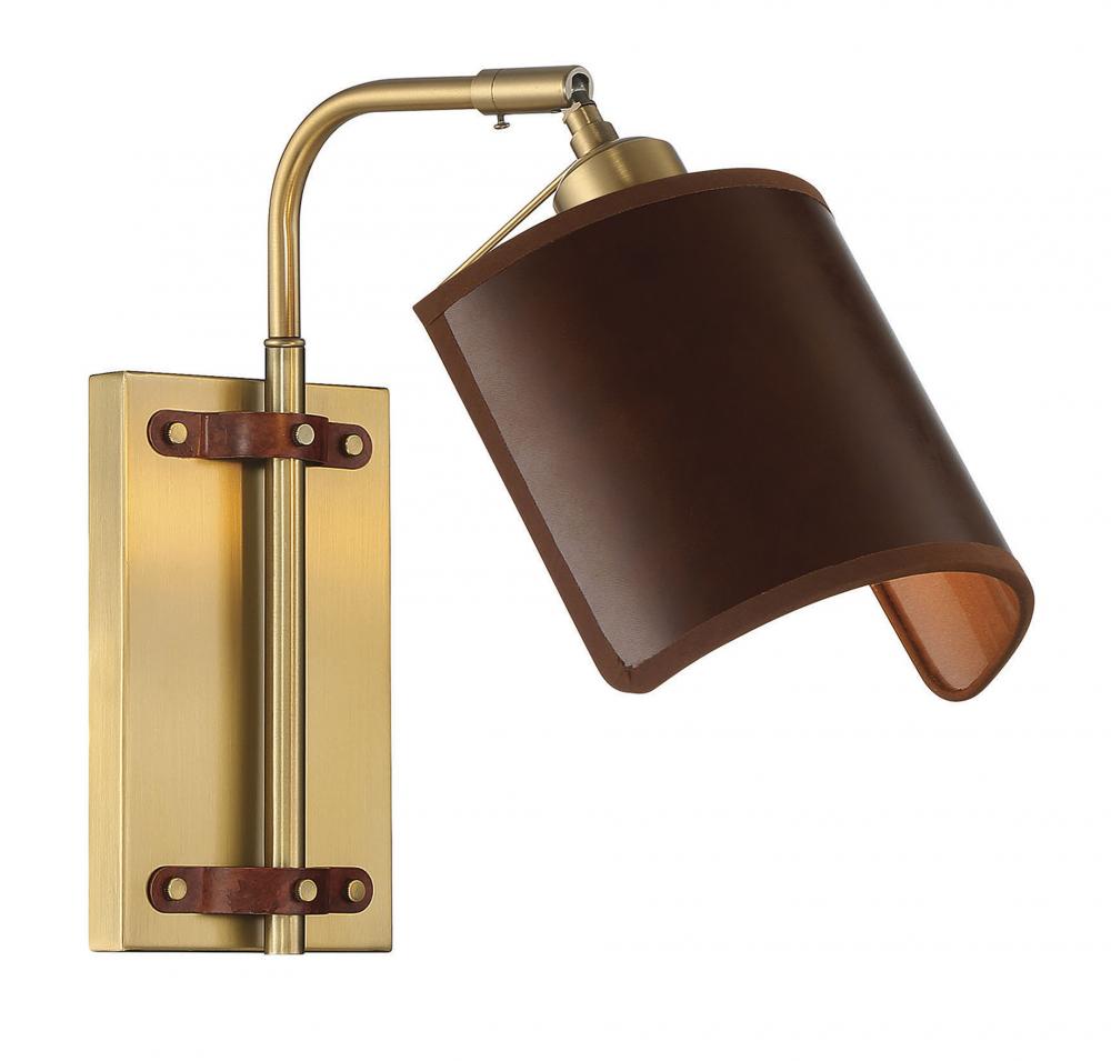 1-Light Adjustable Wall Sconce in Natural Brass