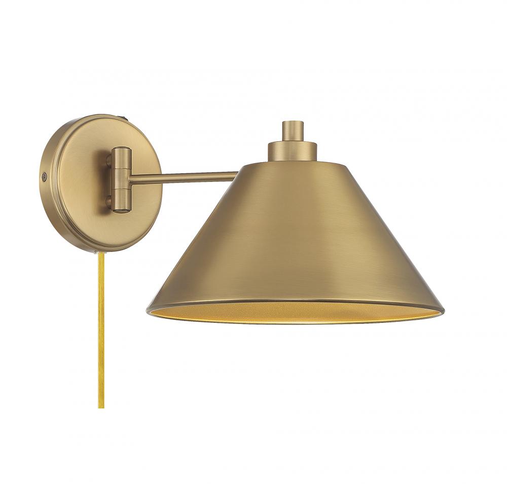 1-Light Wall Sconce in Natural Brass