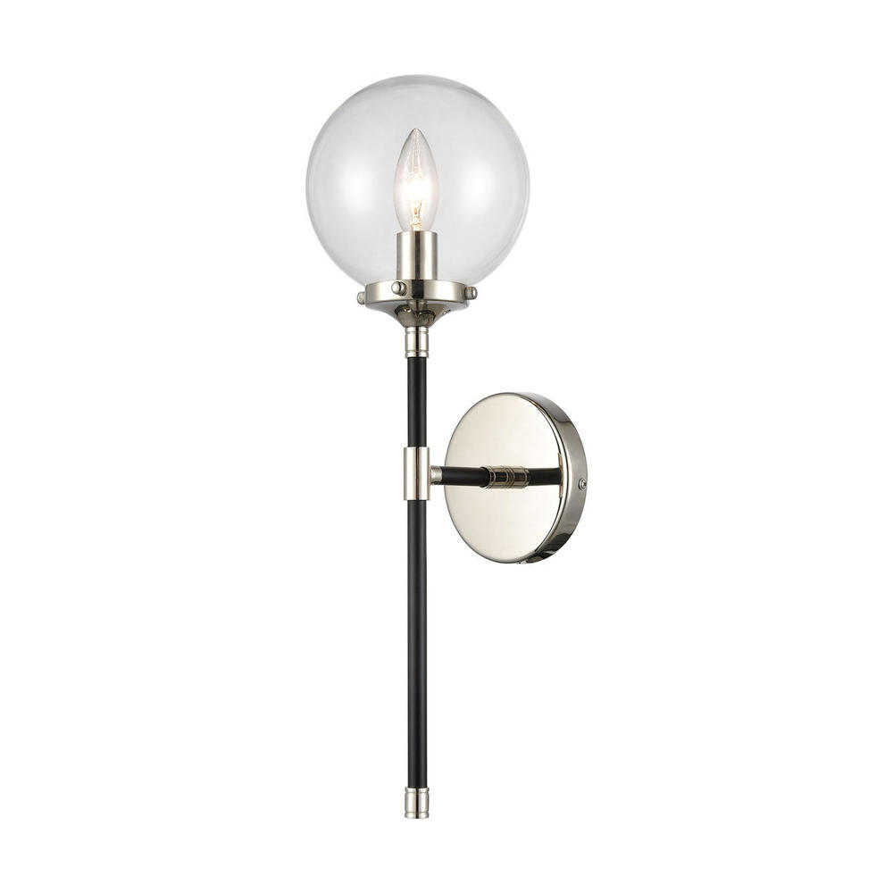 Boudreaux 1-Light Sconce in Matte Black with Clear Glass