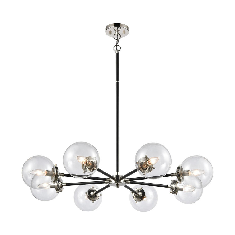 Boudreaux 8-Light Chandelier in Matte Black with Clear Glass