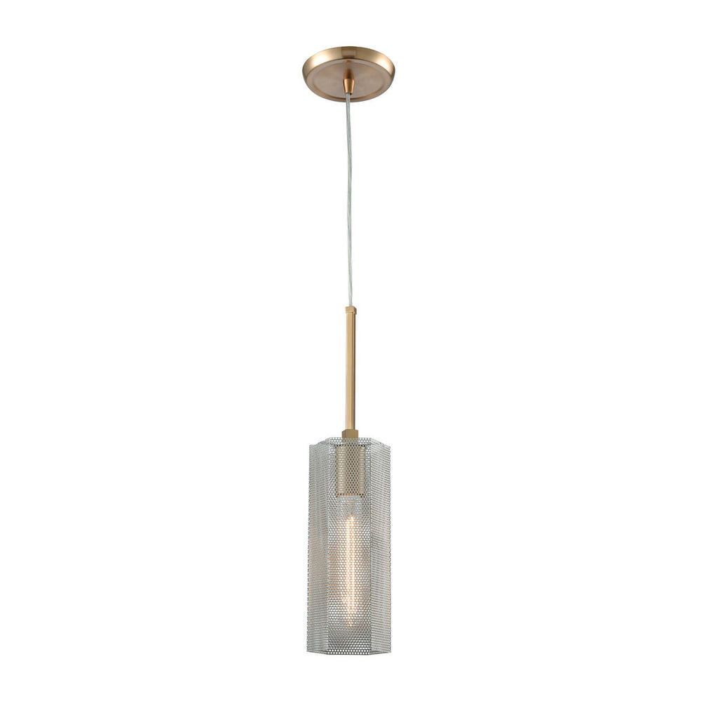 Compartir 1-Light Mini Pendant in Satin Brass with Perforated Metal