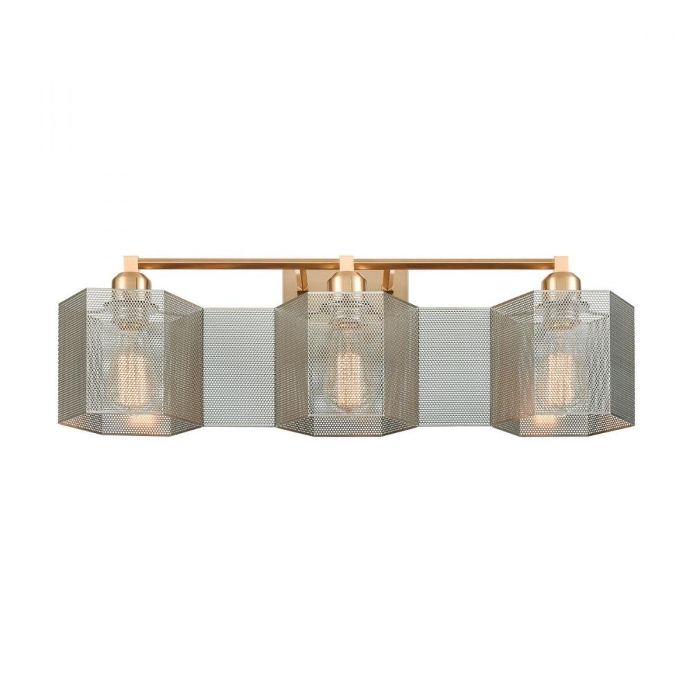 Compartir 3-Light Vanity Light in Satin Brass with Perforated Metal