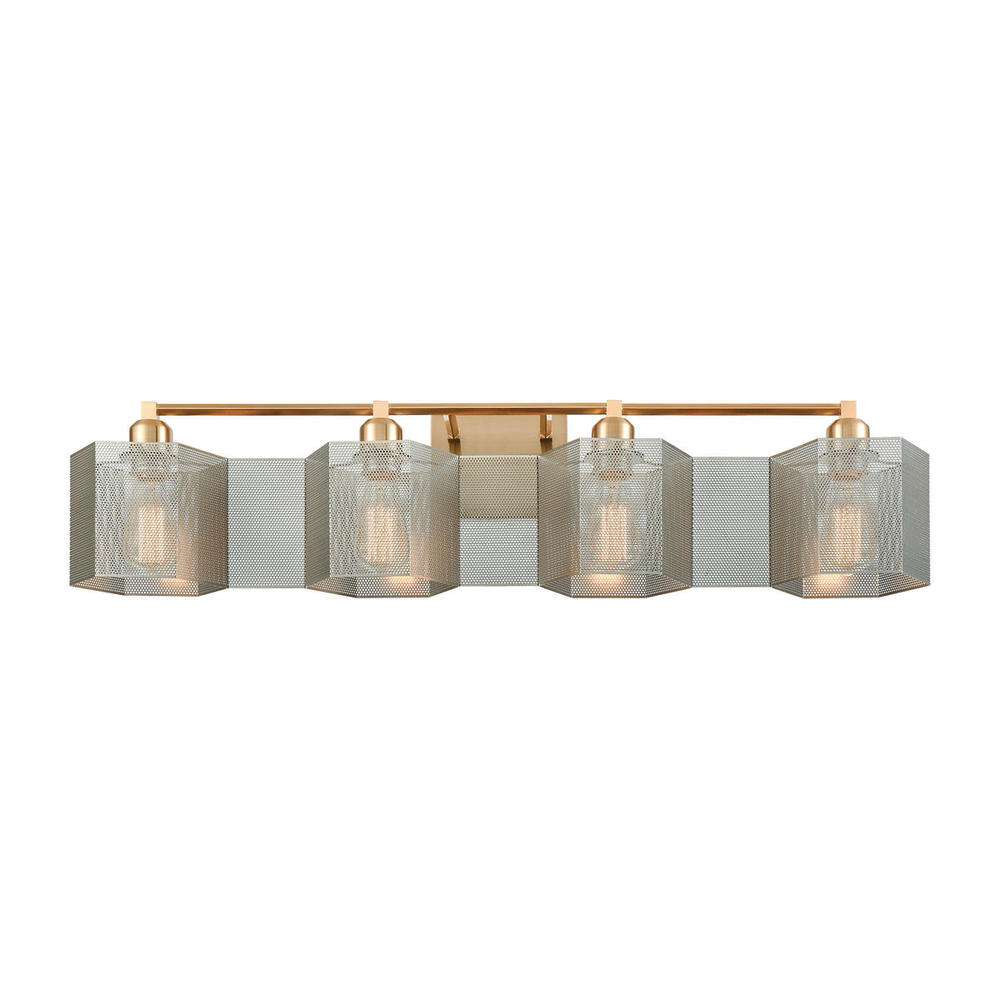 Compartir 4-Light Vanity Light in Satin Brass with Perforated Metal