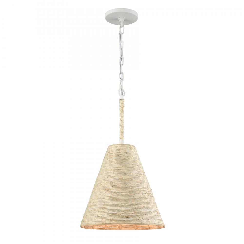 Abaca 12'' Wide 1-Light Pendant - Textured White