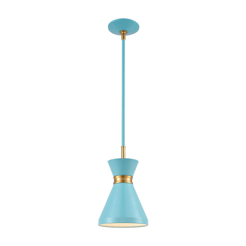 Modley 1-Light Mini Pendant in Pastel Blue with Metal