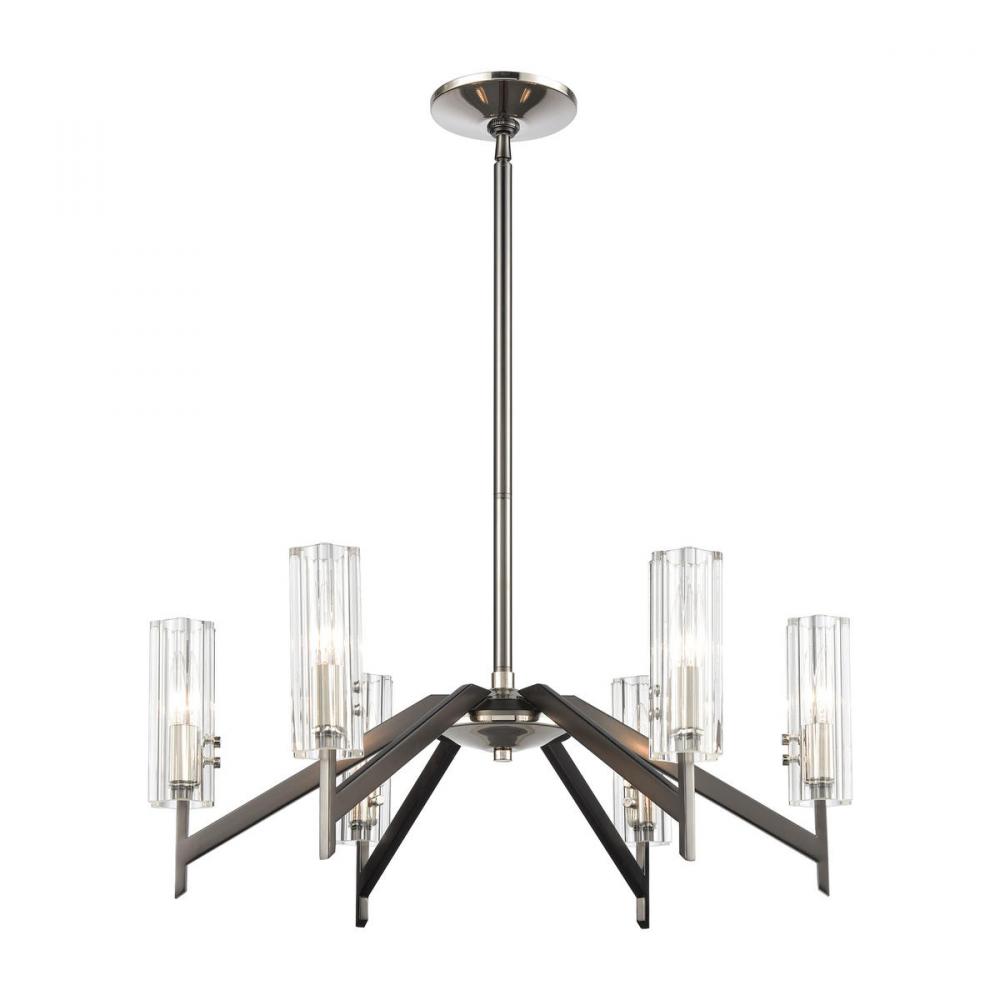 Aspire 6-Light Chandelier in Black Nickel with Ribbed Crystal