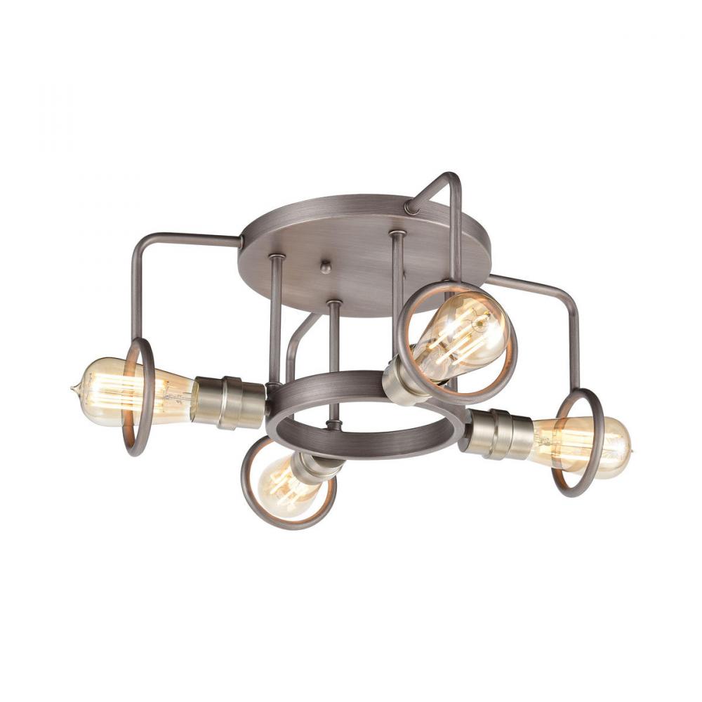 Billings 4-Light Semi Flush Mount in Weathered Zinc