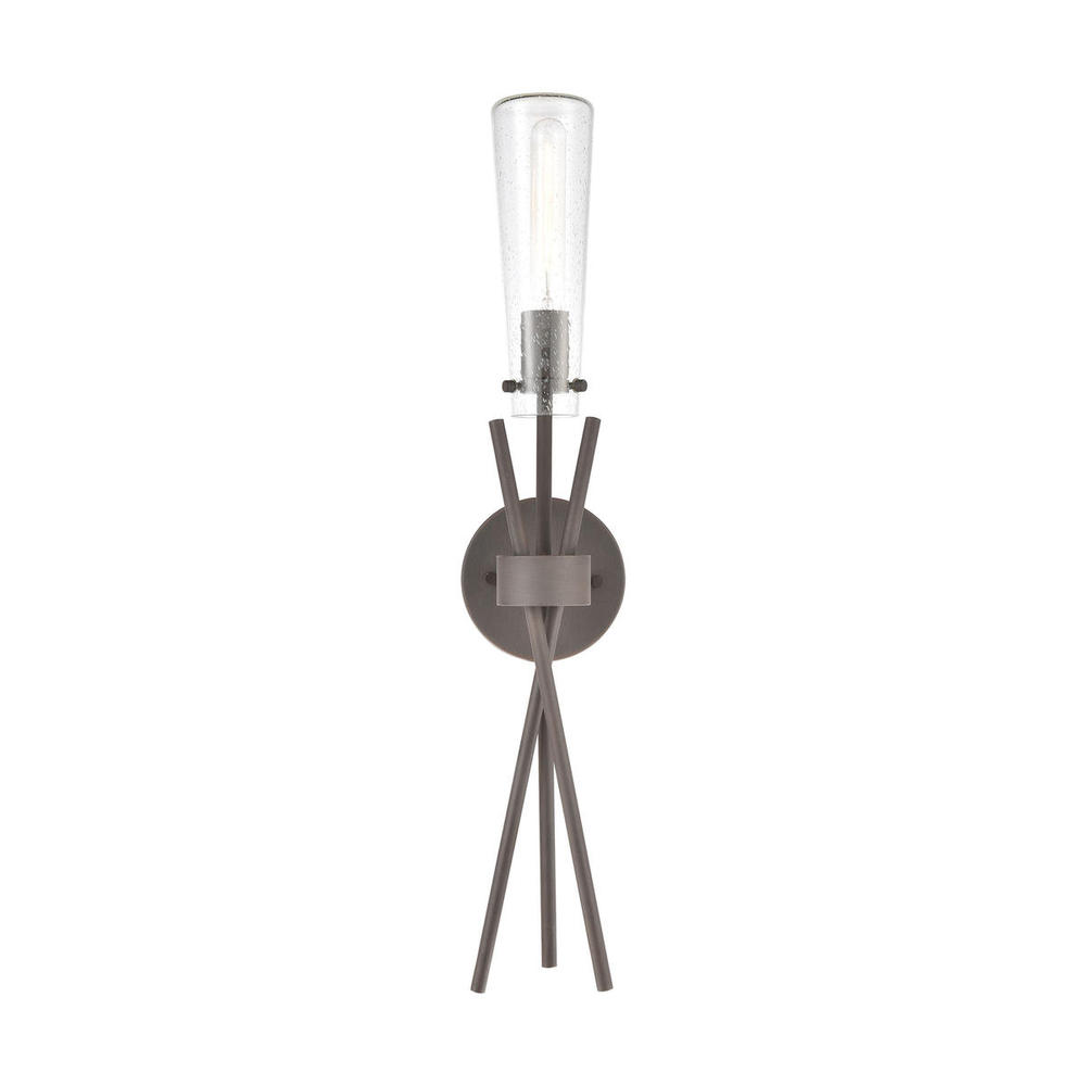 Stix 1-Light Sconce in Bronze Rust with Seedy Glass