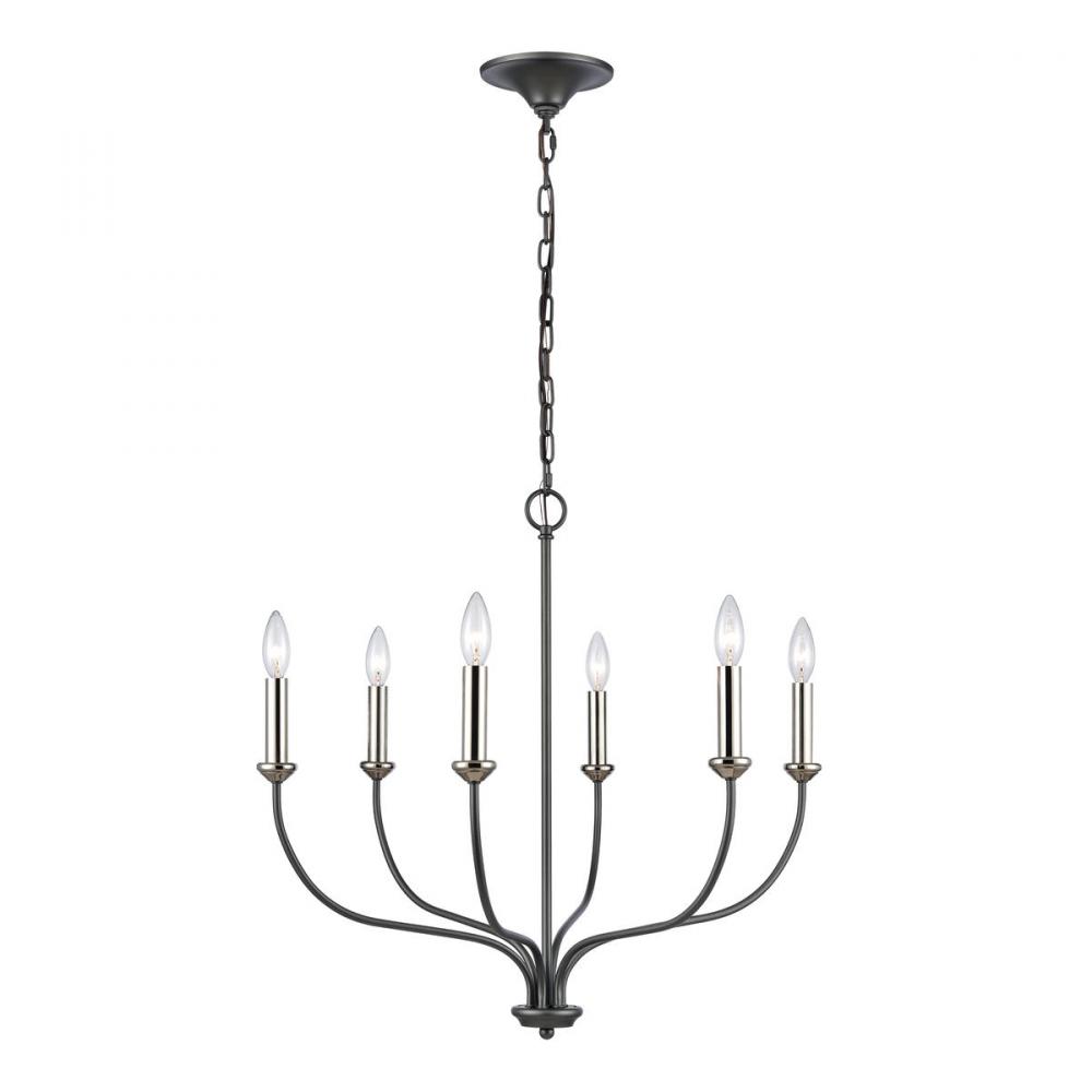 Madeline 25.75'' Wide 6-Light Chandelier - Dark Gray