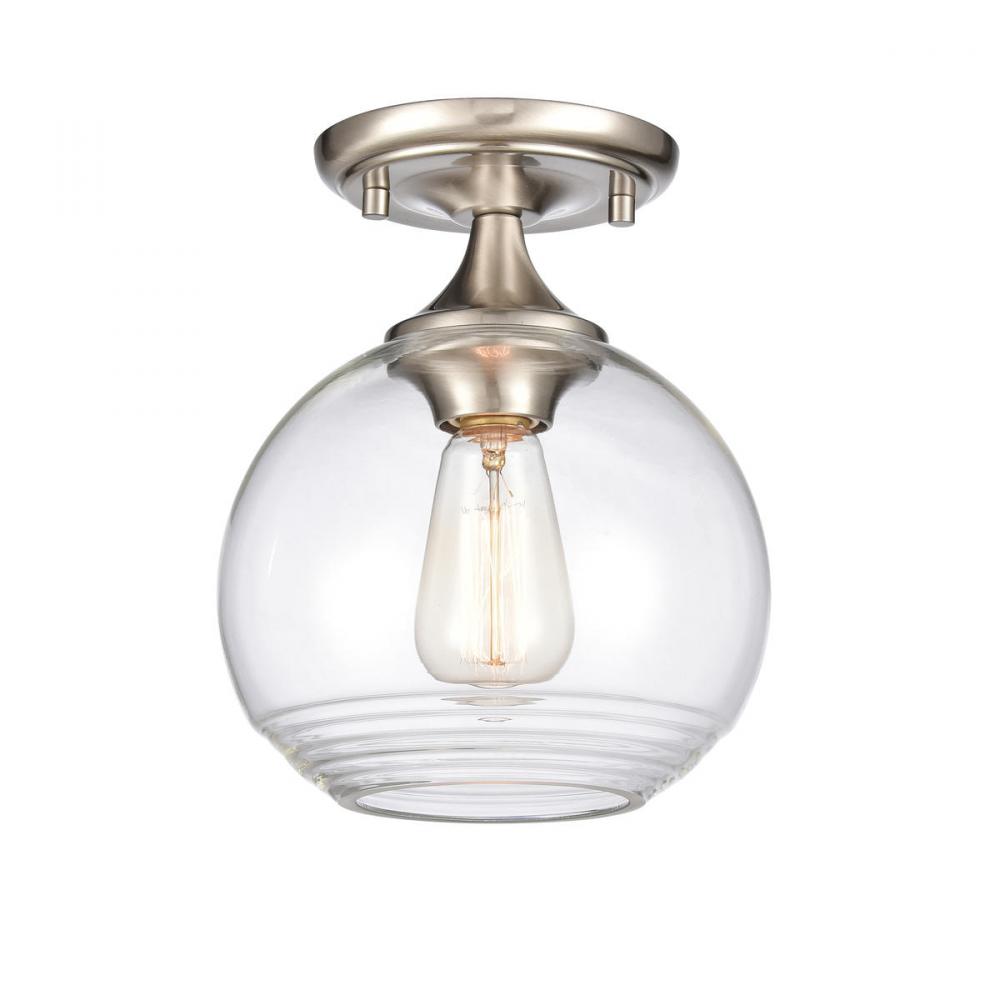 Angie 8'' Wide 1-Light Semi Flush Mount - Satin Nickel