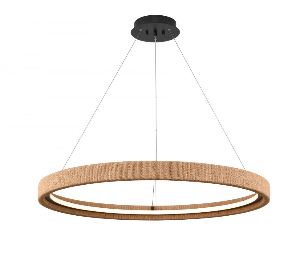 Hugo 36'' Wide Integrated LED Pendant - Matte Black with Beige