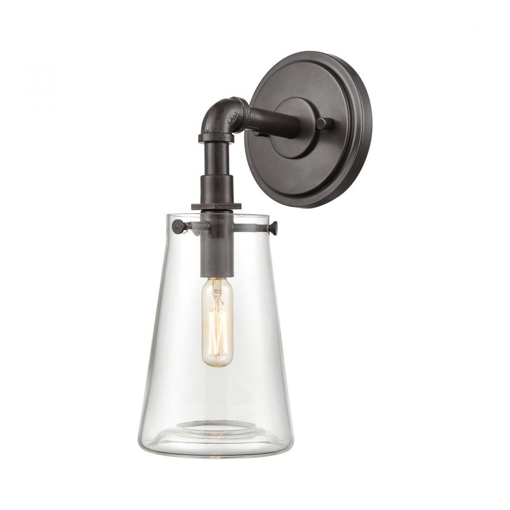 Beaker 1-Light Sconce in Oil Rubbed Bronze with Clear Glass