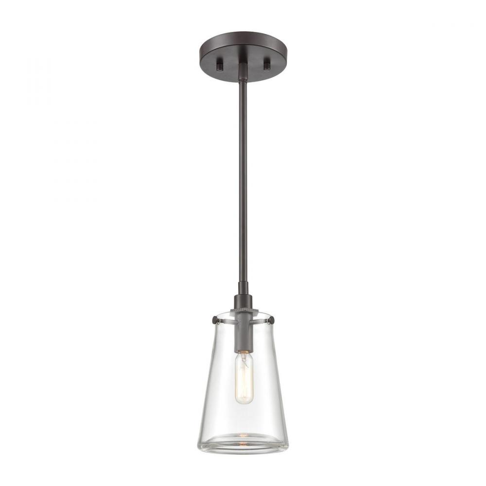 Beaker 1-Light Mini Pendant in Oil Rubbed Bronze with Clear Glass