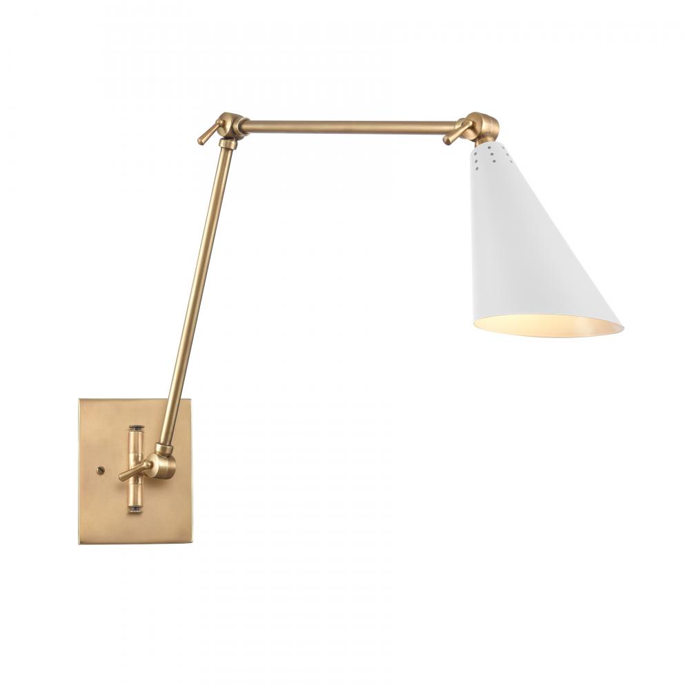 Calder 18.5'' High 1-Light Swingarm Sconce - Natural Brass and Matte White