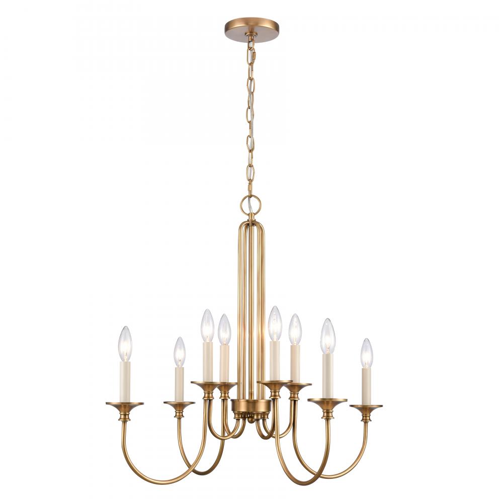 Cecil 28'' Wide 8-Light Chandelier - Natural Brass