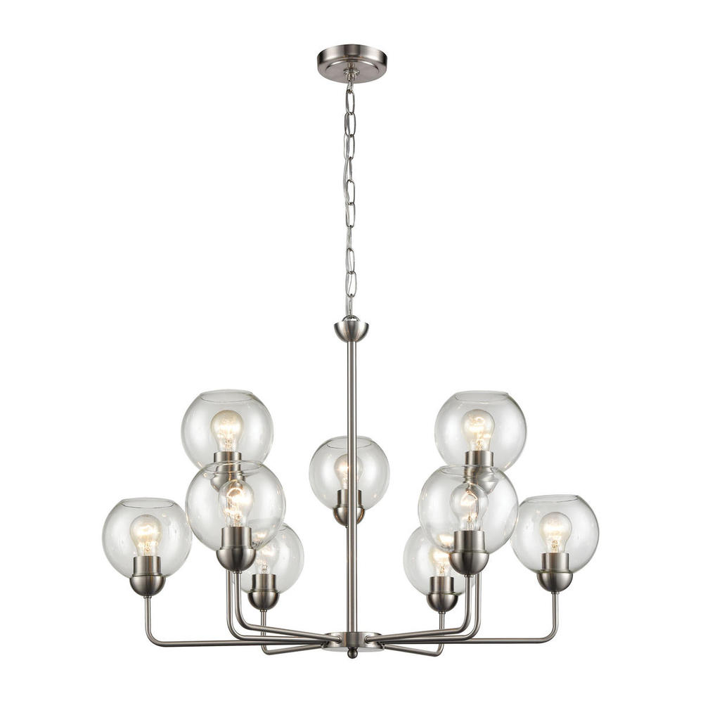 Thomas - Astoria 32'' Wide 9-Light Chandelier - Brushed Nickel