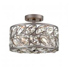 ELK Home 12244/4 - Crisanta 4-Light Semi Flush Mount in Weathered Zinc with Clear Crystal