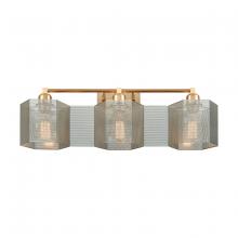  21107/3 - Compartir 3-Light Vanity Light in Satin Brass with Perforated Metal