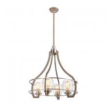 ELK Home 46424/4 - Bixler 4-Light Chandelier in Light Wood with Seedy Glass