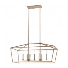 ELK Home 57227/7 - Fairfax 7-Light Linear Chandelier in Light Wood and Satin Nickel