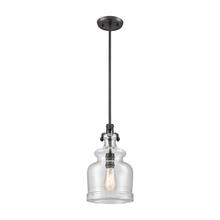 ELK Home 60115/1 - Sheffield 1-Light Mini Pendant in Oil Rubbed Bronze with Clear Hammered Glass