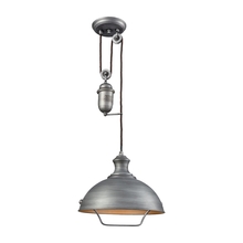 ELK Home 65161-1 - Farmhouse 1-Light Adjustable Pendant in Weathered Zinc with Matching Shade